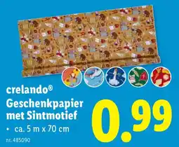 Lidl Crelando Geschenkpapier met Sintmotief aanbieding