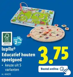 Lidl Lupilu Educatief houten speelgoed aanbieding