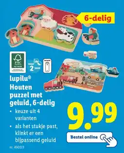 Lidl Lupilu Houten puzzel met geluid aanbieding