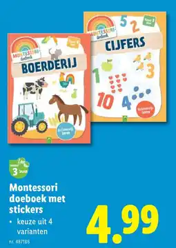 Lidl Montessori doeboek met stickers aanbieding