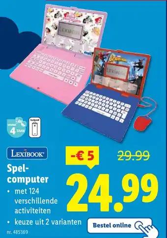 Lidl Lexibook Spelcomputer aanbieding