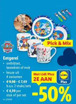 Lidl Paw Patrol Eetgerei aanbieding