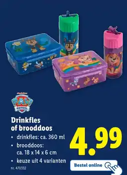 Lidl Paw Patrol Drinkfles of brooddoos aanbieding