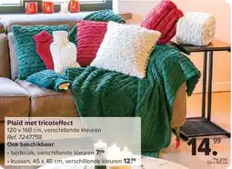 Carrefour Plaid met tricote ect 120 x 160 cm aanbieding