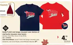 Carrefour Kerst-T-shirt met lange mouwen voor dames of met korte mouwen voor heren aanbieding