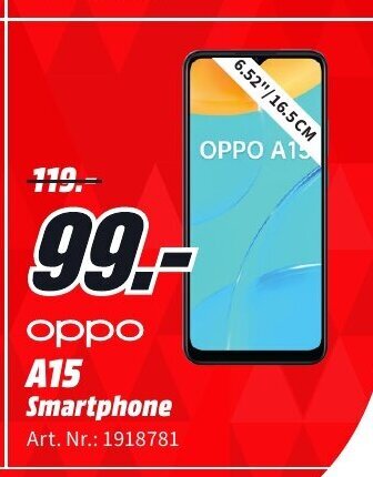 MediaMarkt Oppo A15 Smartphone aanbieding
