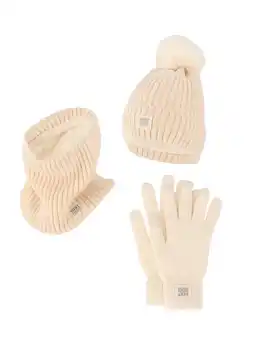 Decathlon Dames Winter Thermo Set - Muts + Handschoenen + Nekwarmer - Off White aanbieding