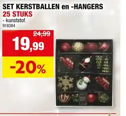 Hubo SET KERSTBALLEN en -HANGERS aanbieding