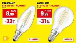 Hubo Osram CLP40 LED peerlamp filament E14 4W warm wit 2 stuks aanbieding