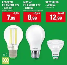 Hubo Philips LED peerlamp filament E27 60W warm wit aanbieding