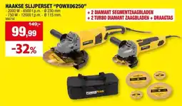 Hubo Powerplus POWX06250 haakse slijper 2000W 230mm + 750W 115mm aanbieding