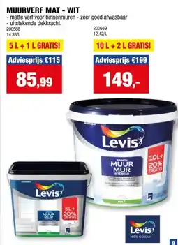 Hubo Levis muurverf mat 6l wit aanbieding