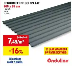 Hubo Onduline golfplaat 200x95 cm 2,6mm zwart aanbieding