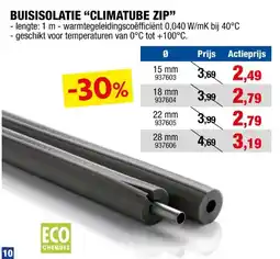 Hubo NMC Climatube ZIP buisisolatie 1m 28x15 mm aanbieding