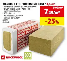 Hubo Rockwool RockSono Base isolatieplaat 100x60x4,5 cm R1,2 7,2m² aanbieding