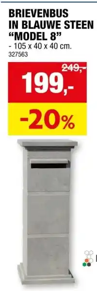 Hubo BRIEVENBUS IN BLAUWE STEEN MODEL 8 aanbieding