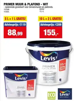 Hubo Levis primer muur & plafond 5+1 l wit aanbieding