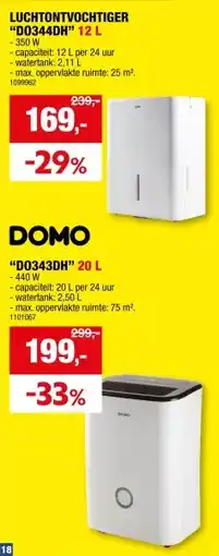 Hubo DOMO luchtontvochtiger 20l 440W aanbieding