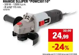 Hubo Powerplus EG POWC30110 haakse slijper 500W 115mm aanbieding