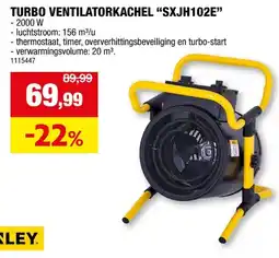 Hubo Stanley Turbo elektrische ventilatorkachel 2000W aanbieding
