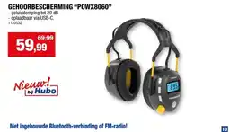 Hubo Powerplus POWX8060 gehoorbescherming Bluetooth/FM radio 29dB aanbieding