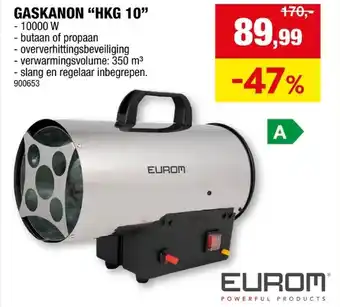 Hubo Eurom HKG-10 gaskanon propaan/butaan 10kW aanbieding