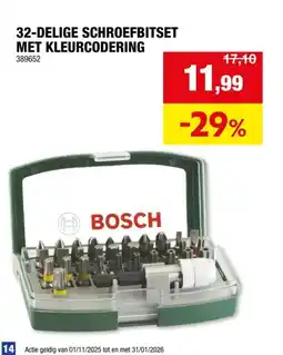 Hubo Bosch schroefbitset 32-delig met kleurcodering aanbieding