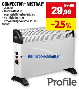 Hubo Profile Mistral convectorkachel 2000W aanbieding