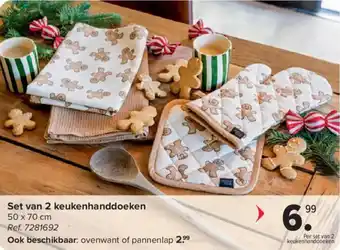 Carrefour Set van 2 keukenhanddoeken aanbieding