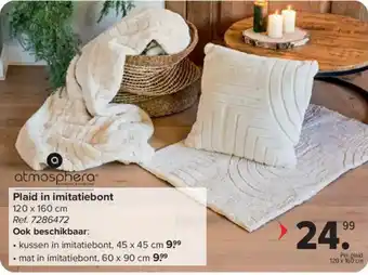 Carrefour Atmosphera Plaid in imitatiebont aanbieding