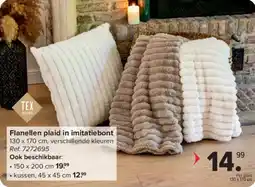 Carrefour Flanellen plaid in imitatiebont aanbieding
