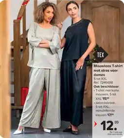 Carrefour Mouwloos T-shirt met stras voor dames aanbieding