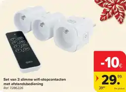 Carrefour Set van 3 slimme wifi-stopcontacten met afstandsbediening aanbieding