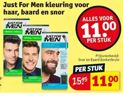 Kruidvat Just For Men kleuring voor haar, baard en snor aanbieding