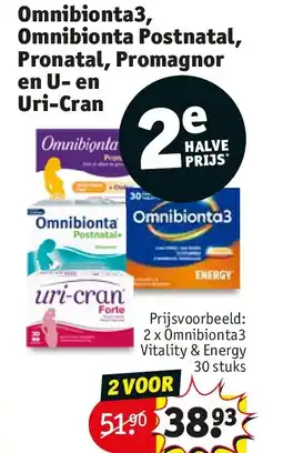 Kruidvat Omnibionta3, Omnibionta Postnatal, Pronatal, Promagnor en U- en Uri-Cran aanbieding
