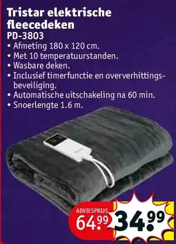 Kruidvat Tristar elektrische fleecedeken aanbieding
