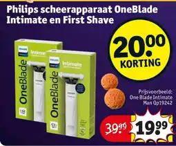 Kruidvat Philips scheerapparaat OneBlade Intimate en First Shave aanbieding