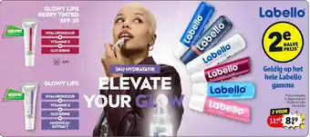 Kruidvat 2 x lippenbalsem Hyaluron tube Glowy Lips aanbieding