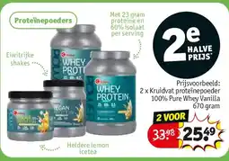 Kruidvat 2 x Kruidvat proteïnepoeder 100% Pure Whey Vanilla 670 gram aanbieding