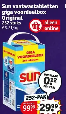 Kruidvat Sun vaatwastabletten giga voordeelbox Original aanbieding