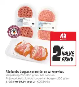 Jumbo Alle Jumbo burgers van runds- en varkensvlees aanbieding