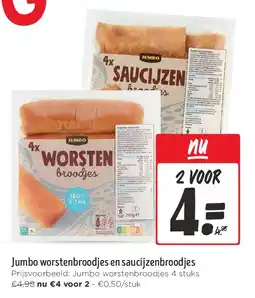 Jumbo Jumbo worstenbroodjes en saucijzenbroodjes aanbieding