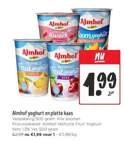 Jumbo Almhof yoghurt en platte kaas aanbieding