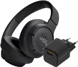 Coolblue JBL Tune 720BT Zwart + BlueBuilt Quick Charge Oplader met Usb A Poort 18W Zwart aanbieding
