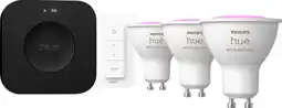 Coolblue Philips Hue White and Color Kit de Démarrage GU10 Lot de 3 + Bridge Pro + Variateur aanbieding