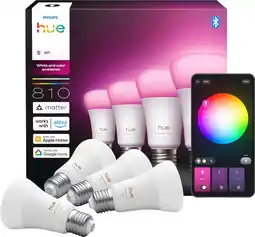 Coolblue Philips Hue A60 White and Color E27 810lm Lot de 4 aanbieding