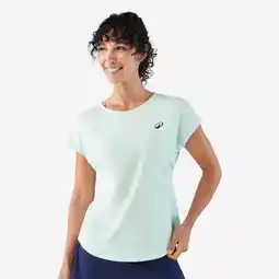 Decathlon Tennisshirt met ronde hals voor dames Dry lichtgroen aanbieding