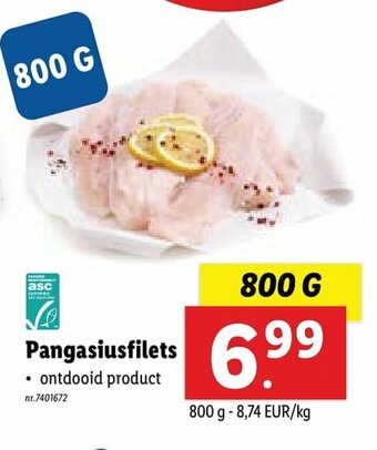 Lidl Pangasiusfilets 800g aanbieding