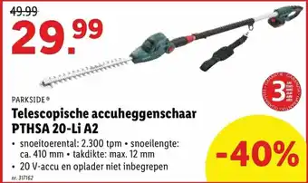 Lidl Telescopische accuheggenschaar PTHSA 20-Li A2 aanbieding