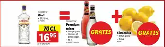 Gin 70 cl = Premium mixer 45 cl + Citroen los 1 stuk